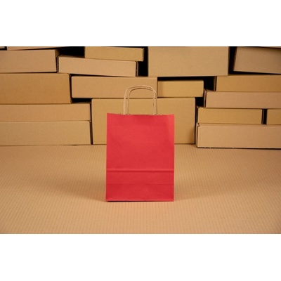Papierová darčeková taška s krúteným uchom ČERVENÁ 22,5x18x8x cm balenie 5 ks