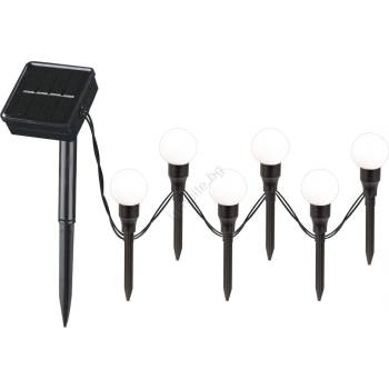 Polux LED Соларна лампа KULKI 6xLED/1, 2V 600 mAh 4, 3 m IP44 черен/бял (SA2314)