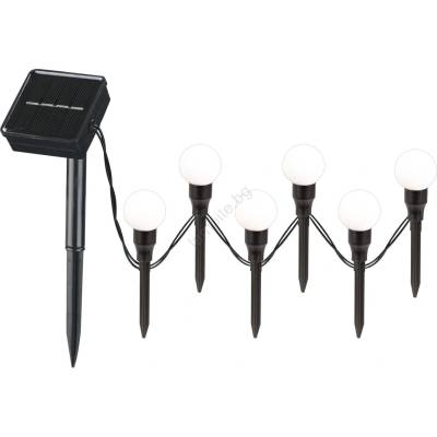 Polux LED Соларна лампа KULKI 6xLED/1, 2V 600 mAh 4, 3 m IP44 черен/бял (SA2314)