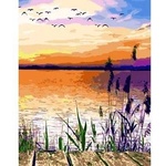 Smart Flamingo Creative set Flamingo Line Painting by numbers 40x50cm Sunset on the lake (fsy024)