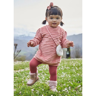 Mayoral Плюшена рокля с чанта през рамо за бебе момиче в розово Майорал