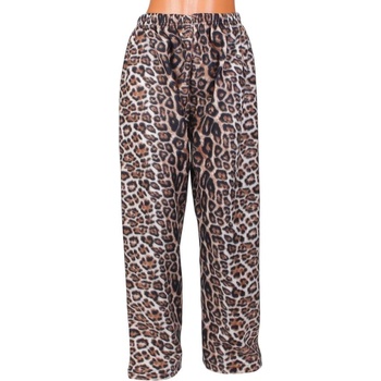Макси поларен панталон-пижама с леопардов десен