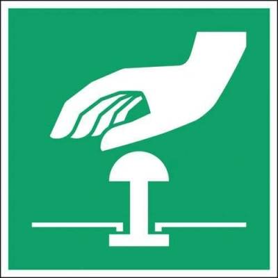 Evakuační značka – Tlačítko nouzového zastavení, 300 x 300, polypropylen