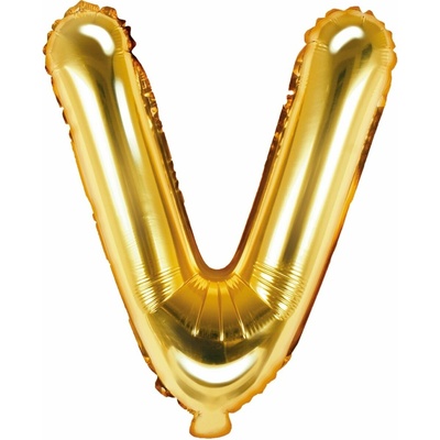 Partydeco Fóliový balón písmeno V 35 cm zlatý