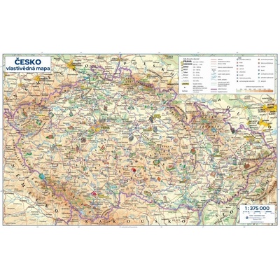 Excart Maps Česko – nástěnná vlastivědná mapa 136 x 87 cm Varianta: bez rámu v tubusu, Provedení: laminovaná mapa v lištách – Zboží Mobilmania