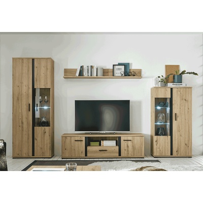 Холна секция Kanode 310x40x196 cm Дъб и черно