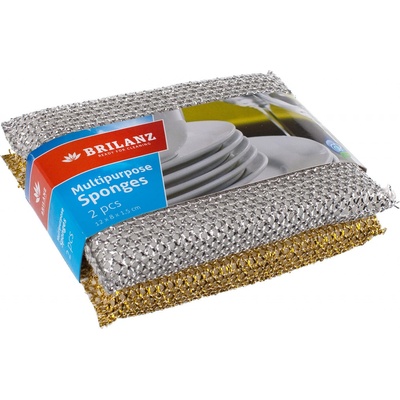 BRILANZ houbička na nádobí víceúčelová 12x8cm ZLA,STŘ (2ks)