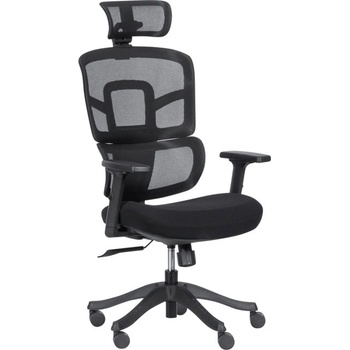 Bittel Работен стол Carmen 7582, до 130кг. макс тегло, дамаска/мрежа, ергономичен, полипропиленова база, мултиблок механизъм, регулируем люлеещ механизъм, газов амортисьор, лумбална опора, черен (bt-3520406)