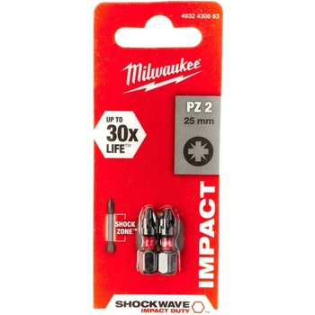 Milwaukee Skrutkovacie bity ShW PZ2 25 mm 2 ks