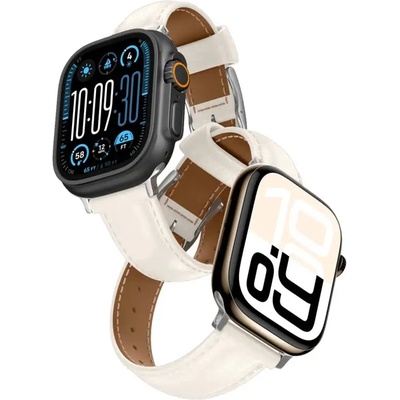 Amazingthing Кожена каишка AmazingThing Class за Apple Watch 45 / 46 / 49 mm - светло бежово (TGL49WH)