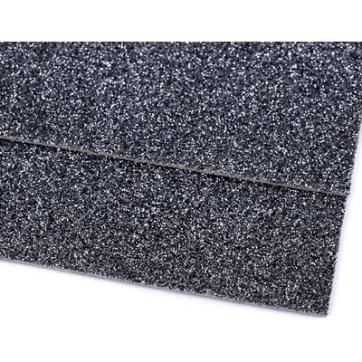 Pěnová guma Moosgummi 20x30cm, 750861 jednobarevná 10 šedá tmavá, tloušťka 1,9mm, s glitry