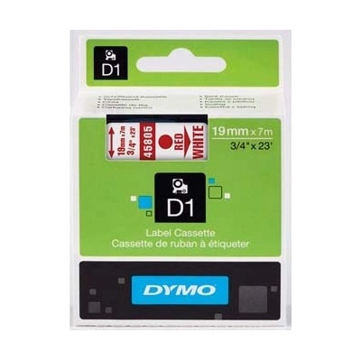 Dymo D1 45805, S0720850, 19mm x 7m, červená tlač / biely podklad, originálna páska