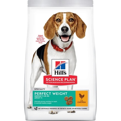 Hill's Икономична опаковка: 2 големи опаковки суха храна Hill's Canine - Adult Perfect Weight Medium с пиле (2 x 12 кг)
