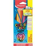 Maped Комплект цветни моливи, триъгълни, MAPED, "ColorPeps Strong" 12 различни цвята + 12 безплатни стикера 862725 (862725)