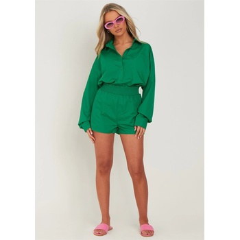 Image 1 of Missy Empire Къси панталони Missy Empire Cotton Oversized High Waisted Runner Shorts - Green