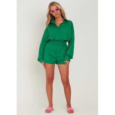 Missy Empire Къси панталони Missy Empire Cotton Oversized High Waisted Runner Shorts - Green
