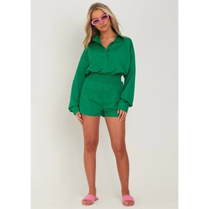 Missy Empire Къси панталони Missy Empire Cotton Oversized High Waisted Runner Shorts - Green