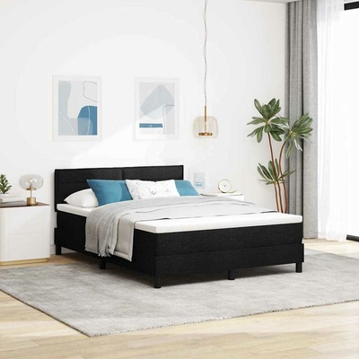 Postel s boxspringem s čelo Černý 160 x 200 cm textil