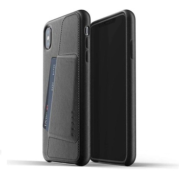 Mujjo Leather Wallet Case - кожен (естествена кожа) кейс с джоб за кредитна карта за iPhone XS Max (черен)