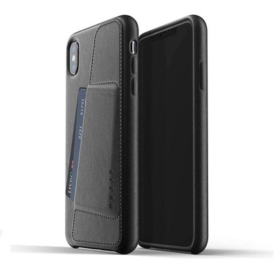 Mujjo Leather Wallet Case - кожен (естествена кожа) кейс с джоб за кредитна карта за iPhone XS Max (черен)
