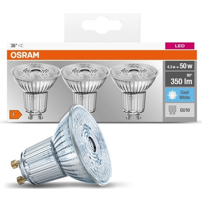 Osram sada 3x LED žárovka GU10, PAR16, 4,3W, 350lm, 4000K, neutrální bílá