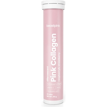 GymBeam BeastPink Ефервесцентен розов колаген 20 табл ягода с малина