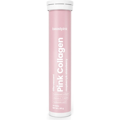 GymBeam BeastPink Ефервесцентен розов колаген 20 табл ягода с малина