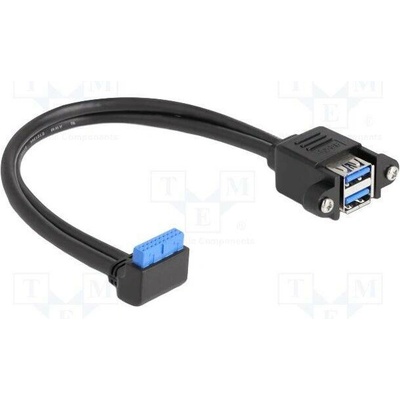 Delock 83007 USB A zásuvka x2 kolíkový konektor 19pin 0,5m černý