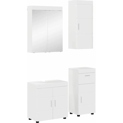 vidaXL Комплект мебели за баня TULUM 4 pcs Лъскаво бяло (3398048)