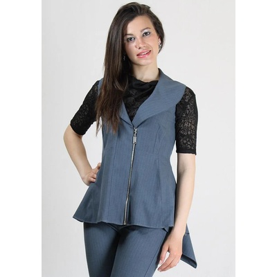 Rumena Сиво асиметрично елече в райе rumena