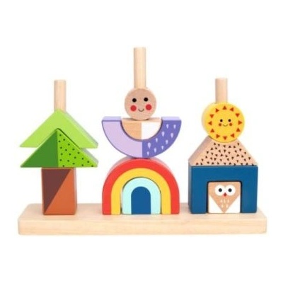 Tooky Toy Играчка Tooky: Дървена Монтесори строителна игра - Ден и нощ навън