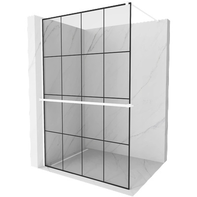 Mexen Kioto+ душ панел с рафт Walk-in 140 x 200 см, черна решетка, бяла - 800-140-121-20-77 (800-140-121-20-77)