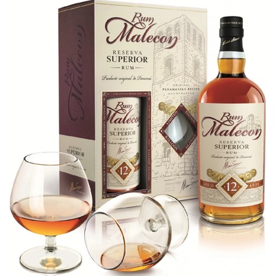 Malecon 12y 40% 0,7 l (dárkové balení 2 sklenice)