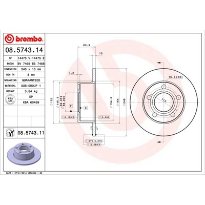 BREMBO Brzdový kotúč 08574311