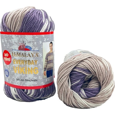 Himalaya příze Everyday Viking 70508 tmavě fialová béžová a bílá