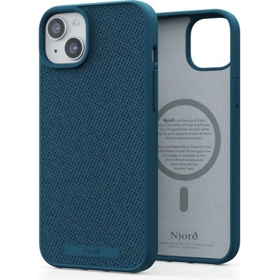 Púzdro NJORD Fabric MagSafe iPhone 15 Plus tmavomodré