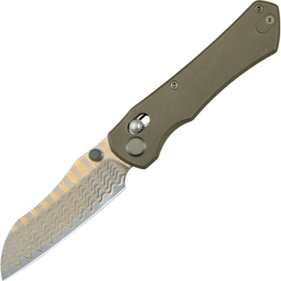 GEO Knife Komodo Damascus Steel&Copper Blade, Bronze Ti Handle GEO2509D