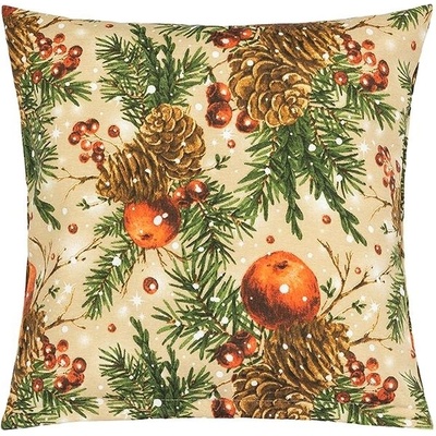 Bellatex Vánoce polštář vánoční šišky a jablka 45x45