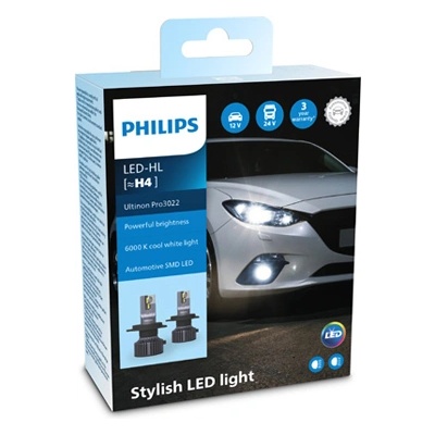 Крушка, LED PHILIPS H4, 12/24V, 21W, 6000K, 1500/1000lm, 2 бр