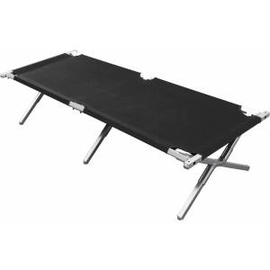 BasicNature Алуминиев шезлонг за пътуване черен 210 cm (054350)