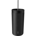 Stelton Термочаша To-Go Sip с двойни стени от стомана със сламка 400 мл черна (686-51)