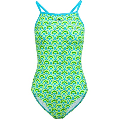 Slazenger Дамски бански костюм Slazenger Tie Back Swimsuit Womens - Green/Yellow