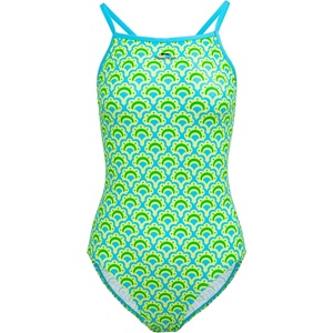 Slazenger Дамски бански костюм Slazenger Tie Back Swimsuit Womens - Green/Yellow