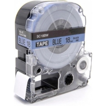 Compatible Epson LK-SC18BW, 18mm x 9m, черен печат / син фон, съвместима лента (LKSC18BW)