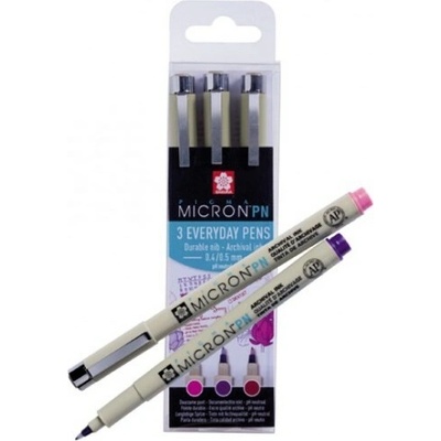 Sada barevných fixů Pigma Micron PN 3ks Sakura - purpurová, fialová, hnědá