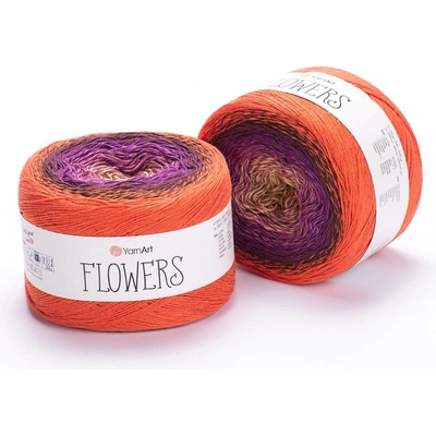 Yarn Art příze Flowers 295 písková, fialová, hnědá, oranžová