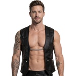 Svenjoyment Rock Style Imitation Leather Open Vest 2162113 Black S
