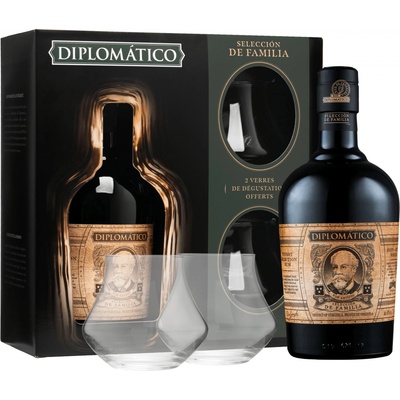 Diplomatico Selection De Familia 43% 0,7 l (dárčekové balenie 2 poháre)