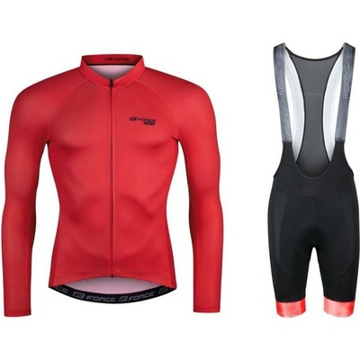 Force PURE červený dlouhý rukáv + Force STRIPE černo-červené