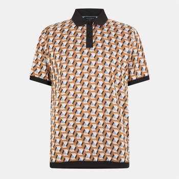 Image 1 of Ted Baker Блуза с яка Ted Baker Men's Jacquard Short-Sleeve Polo Shirt - Brown